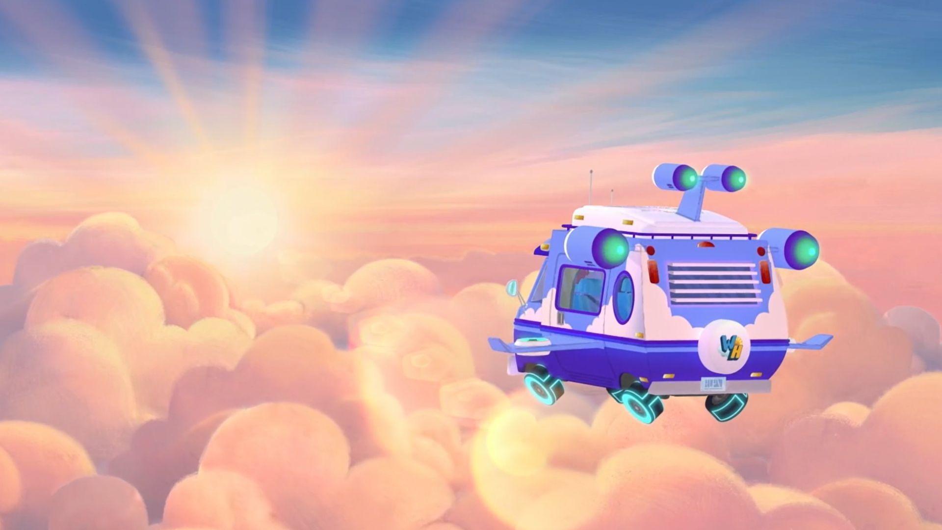 The Hunters find a flying mobile weather station in the garage and fly above the clouds.