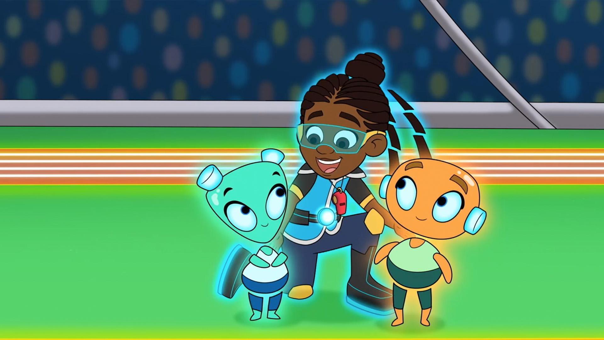 Coach Cora trains Beeples for a competition. / Salesperson Dev sells the Beeples toys.