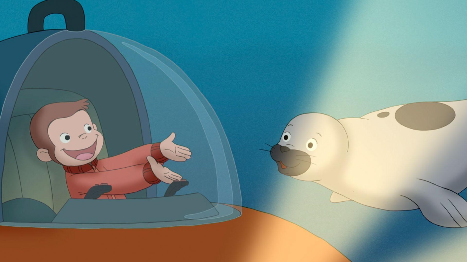 George pilots a mini submarine in the Arctic. / George joins the firehouse band.