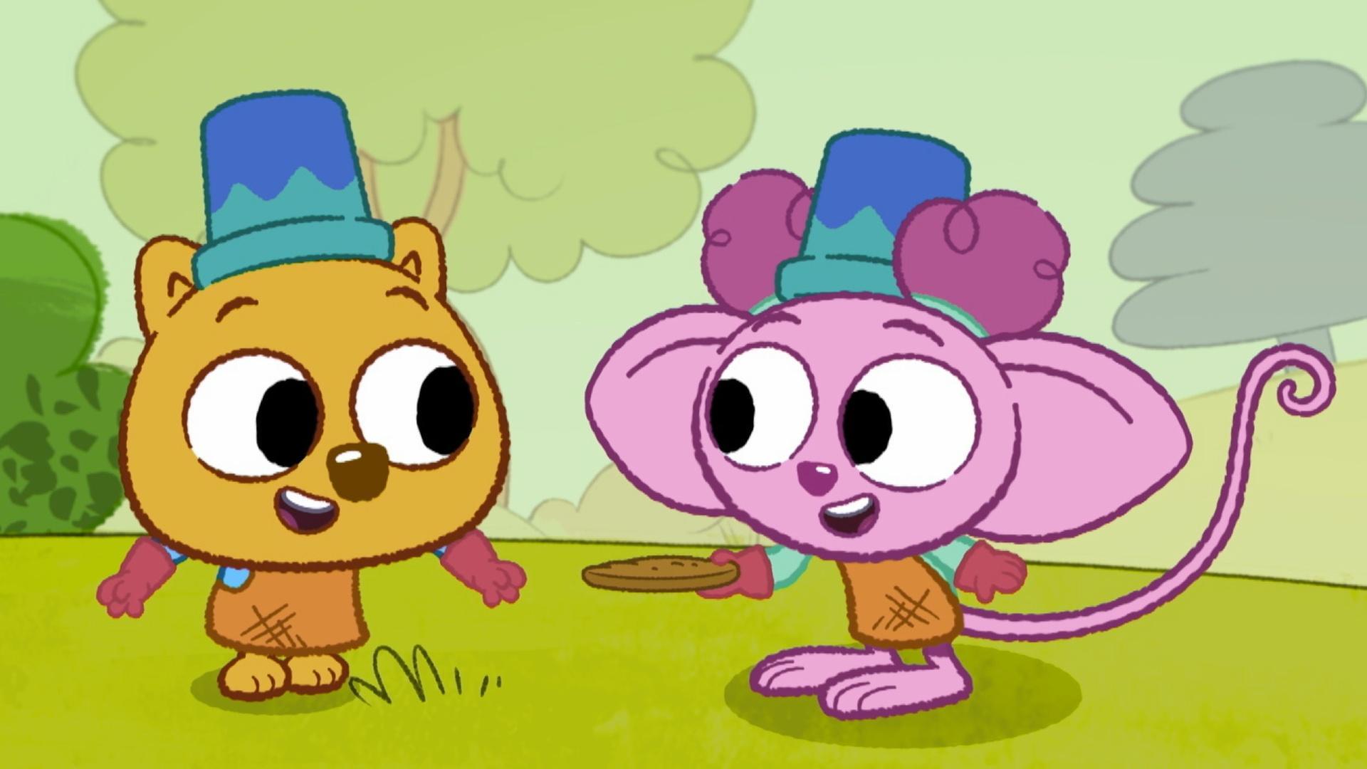 Zeke and Louisa open a mud pie stand. / Mr. E yearns to paint a perfect square.